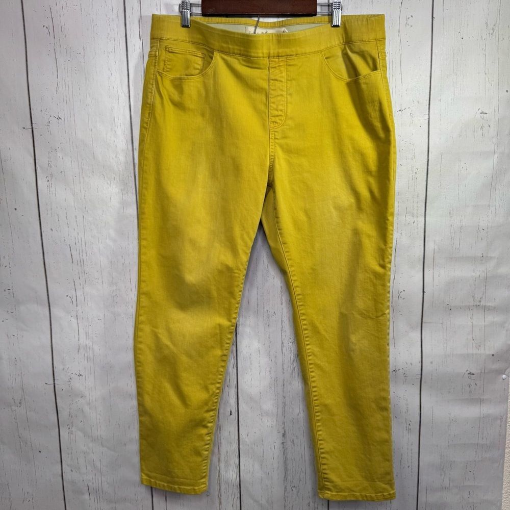 Soft Surroundings Pull On Stretch Pants Mustard Comfort Chic Everyday Neutral